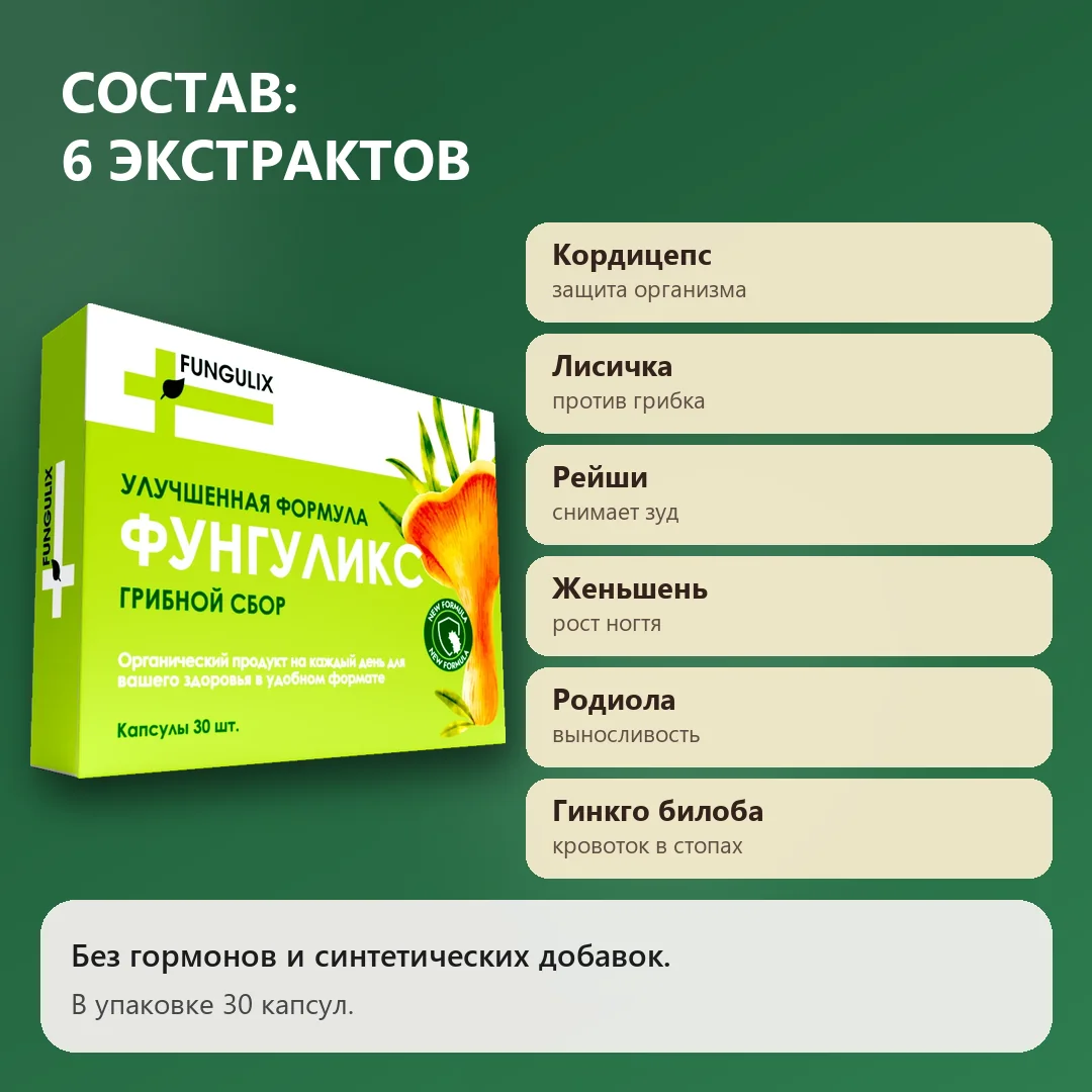 Состав Фунгуликс: шесть экстрактов